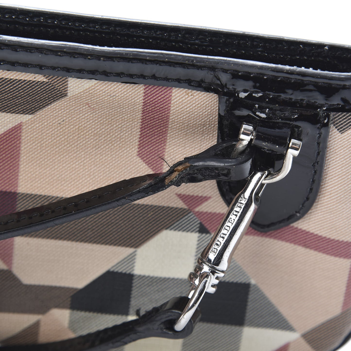 Patent Trim Nova Check Wristlet Pouch Black