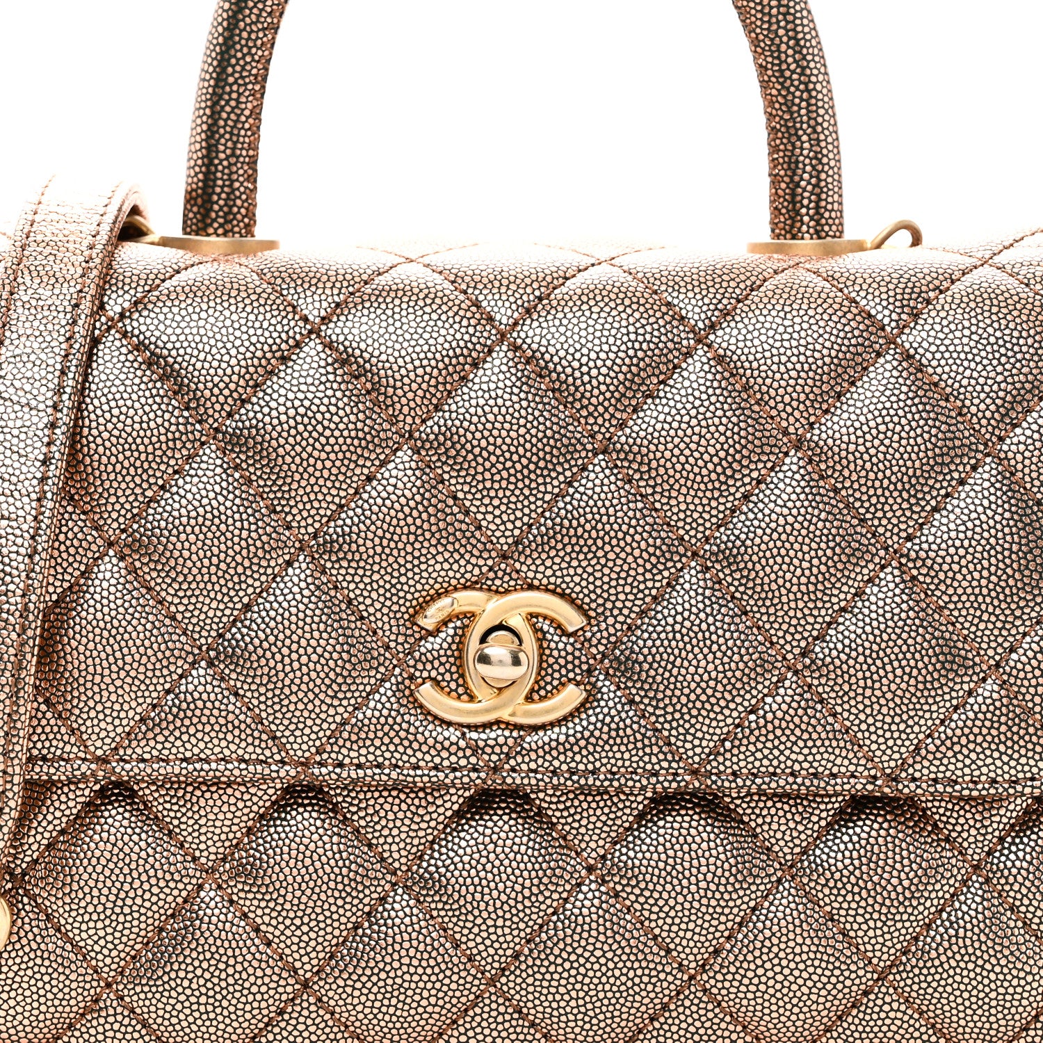 Chanel Metallic Caviar Quilted Mini Coco Handle Flap Gold 8 of 10