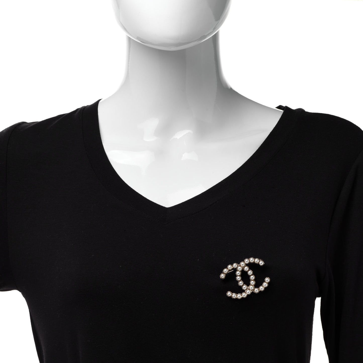 Pearl CC Brooch Gold