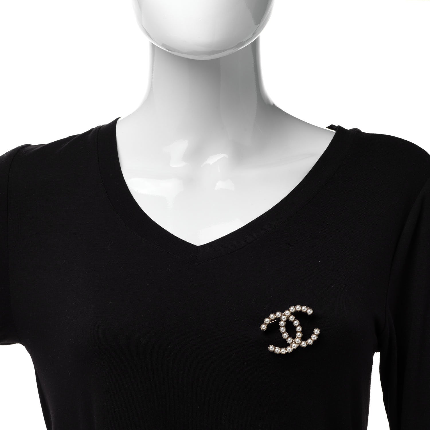 Chanel Pearl CC Brooch Gold 2 of 4