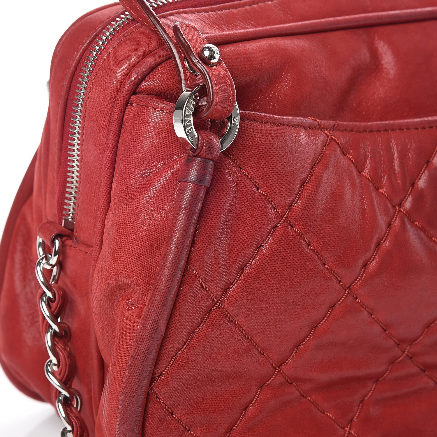 Chanel Iridescent Calfskin Quilted Relax CC Camera Case Red 12 of 16