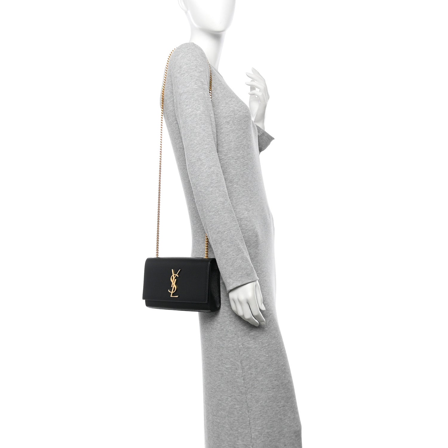 Saint Laurent Grain De Poudre Small Monogram Kate Satchel Black 2 of 10