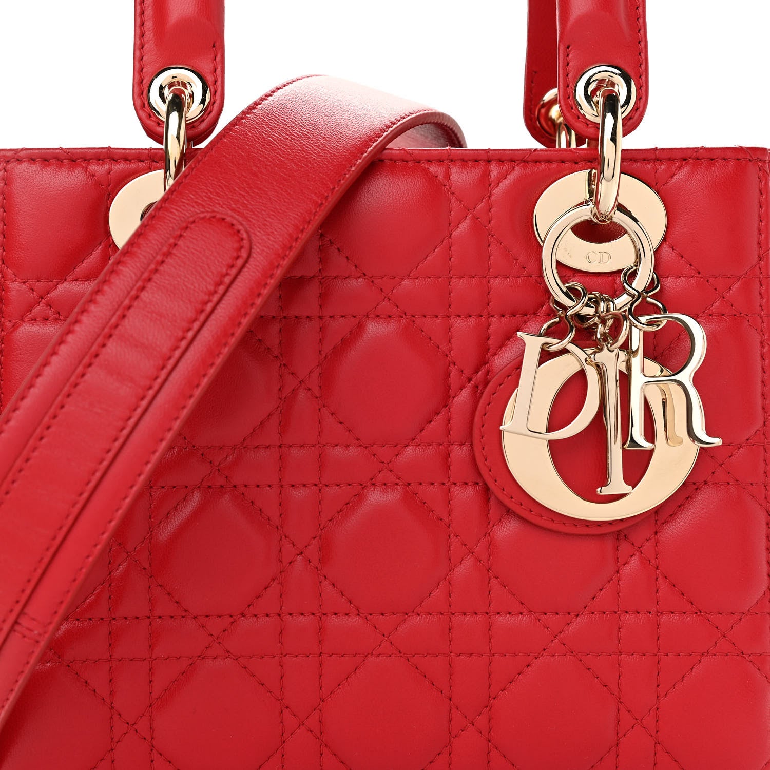Christian Dior Lambskin Cannage Small Lucky Badges My Lady Dior Red 6 of 9
