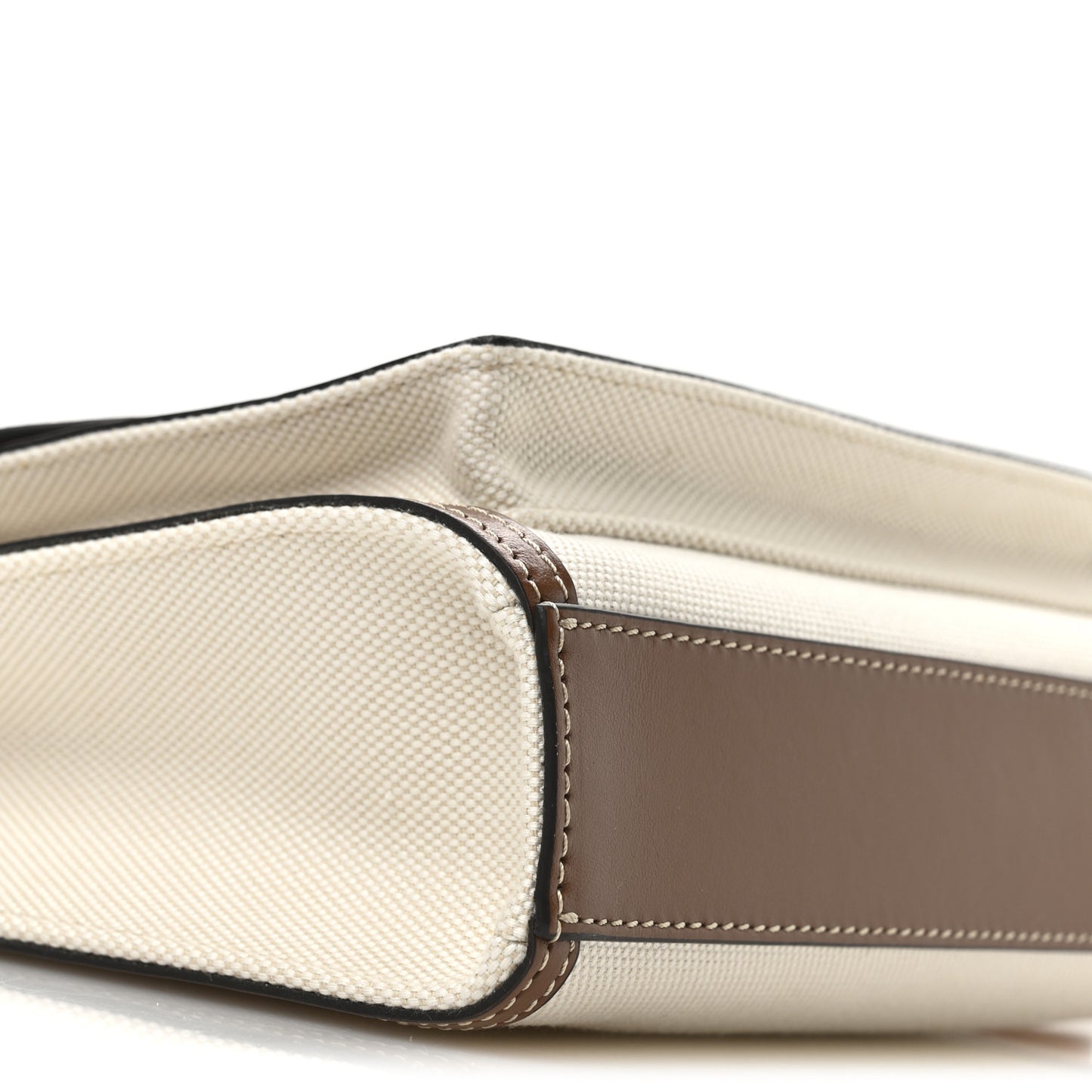 Canvas Smooth Calfskin Two Tone Mini Pocket Bag Natural Malt Brown
