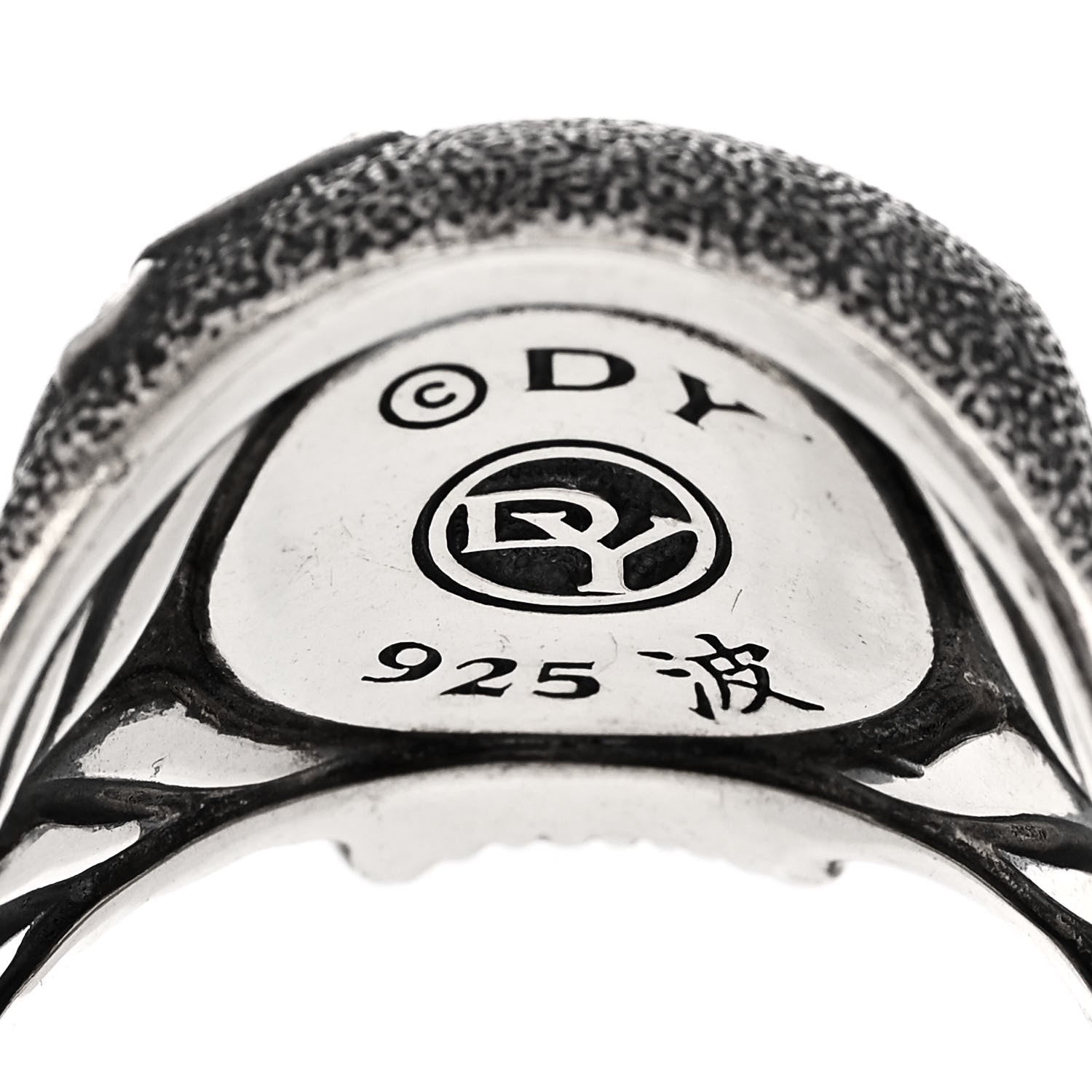 David Yurman Sterling Silver Black Diamond Waves Skull Ring 70 13 5 of 5