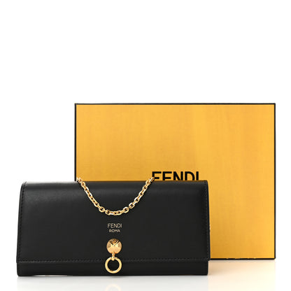 Fendi Vitello Liberty Century Lucido By The Way Continental Wallet On Chain Black 11 of 11