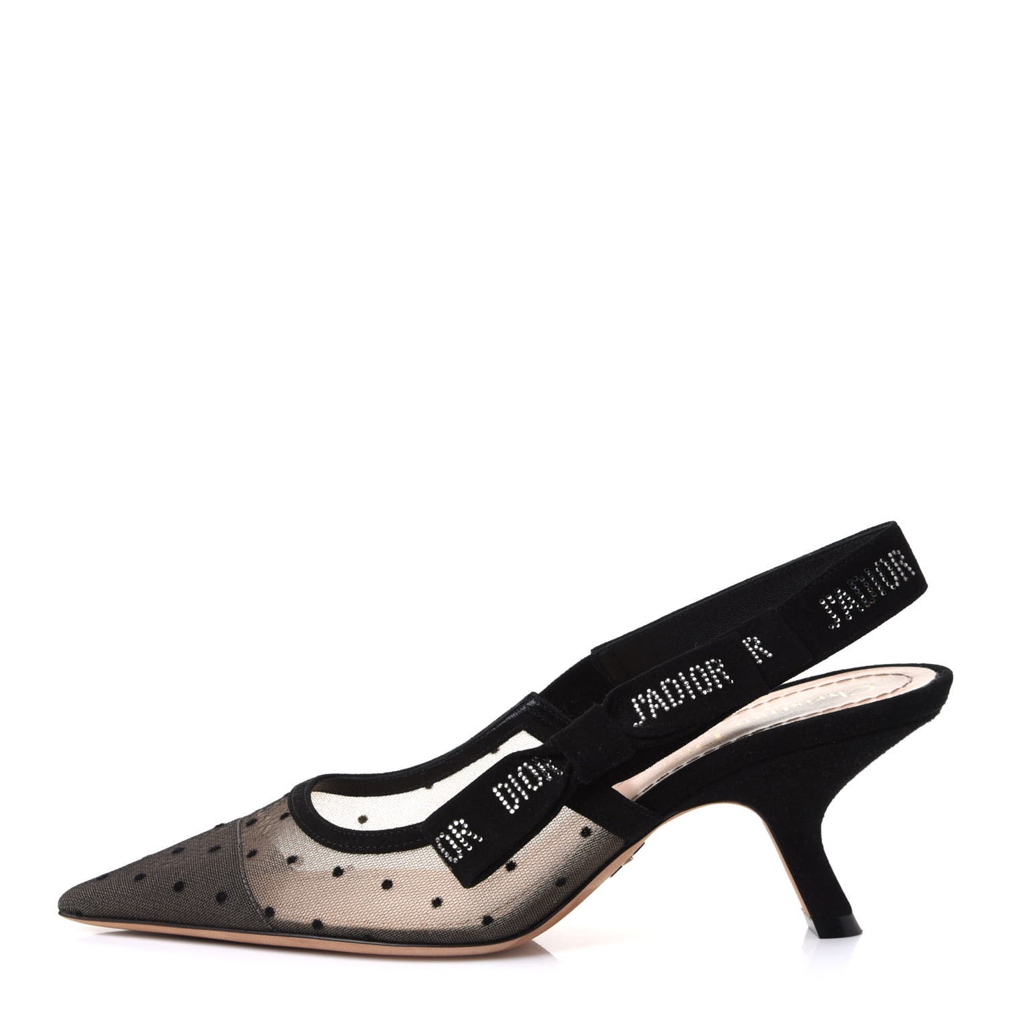 Mesh Plumetis Crystal Suede J'Adior Slingback 65mm Pumps 36 Nude Black