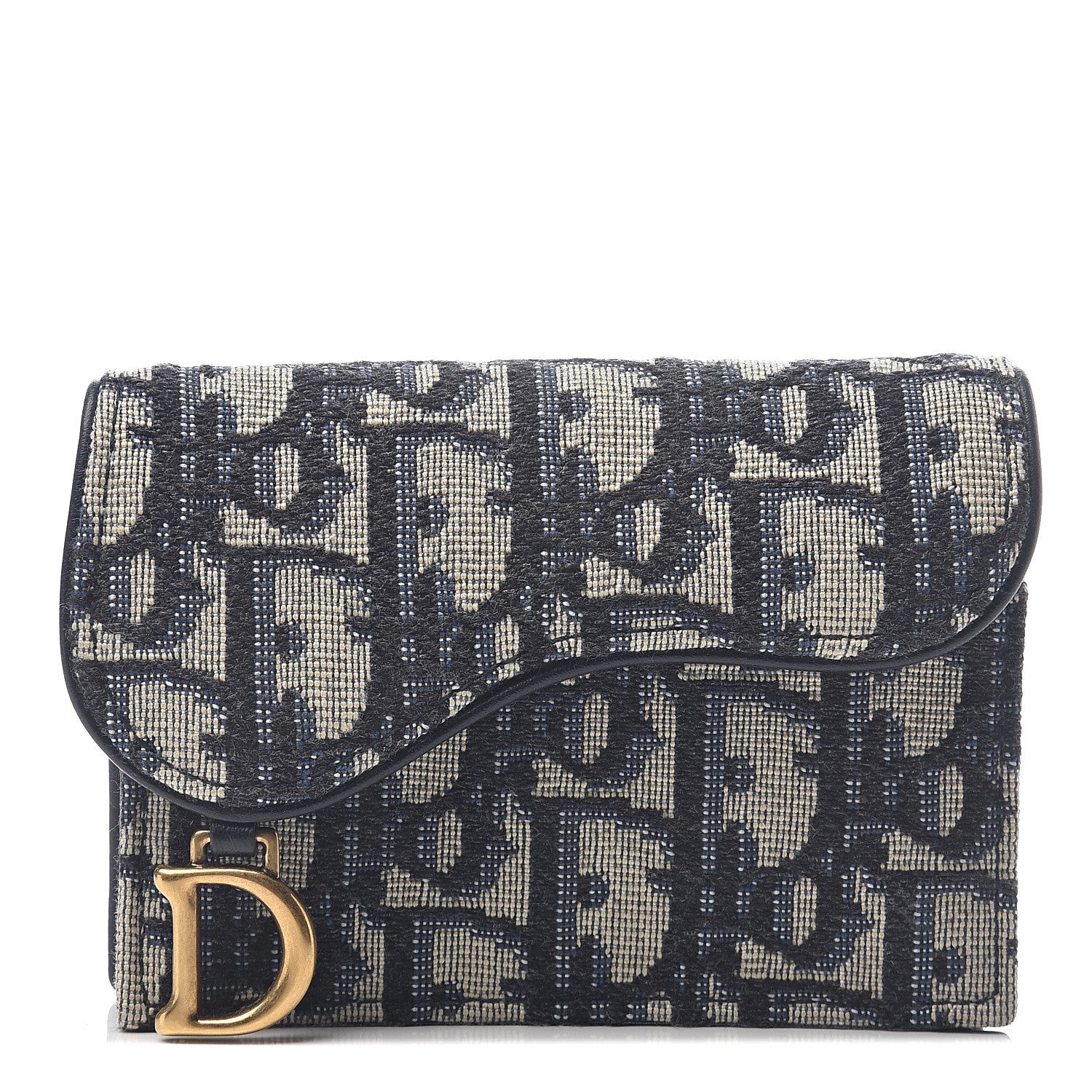 Christian Dior Oblique Saddle Card Holder Blue 1 of 6