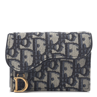 Christian Dior Oblique Saddle Card Holder Blue 1 of 6