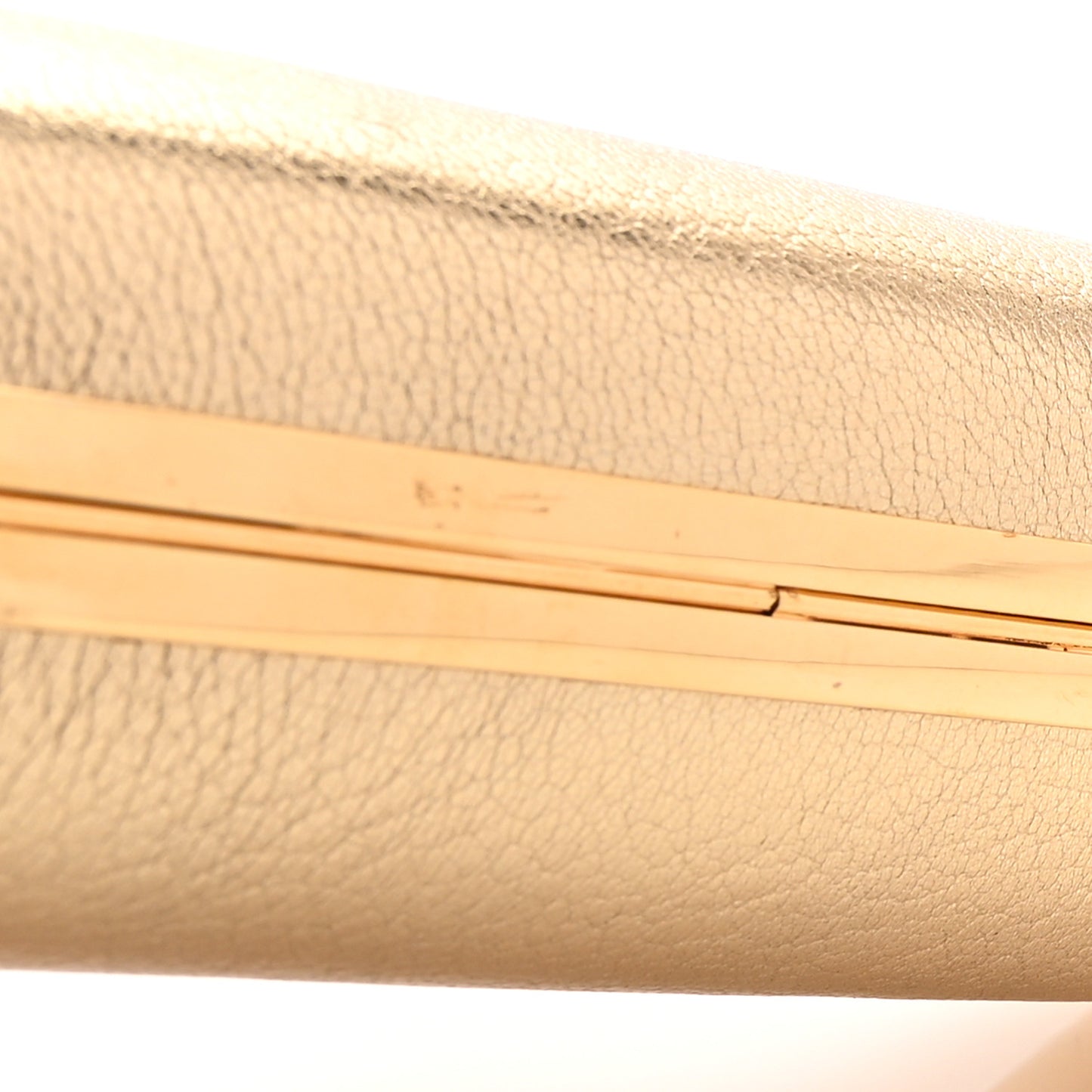 Metallic Calfskin Skull Knuckle Box Clutch Gold