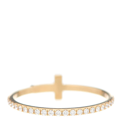 Tiffany 18K Yellow Gold Diamond T Wire Pave Ring 50 5.5 3 of 5