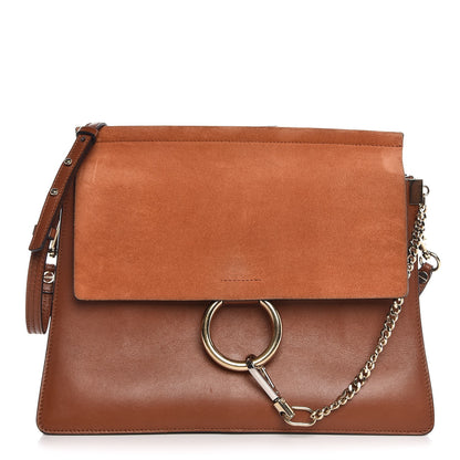 Chloe Suede Calfskin Medium Faye Shoulder Bag Tobacco 1 of 7