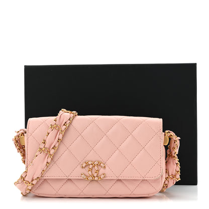 Chanel Crumpled Calfskin Quilted Braided CC Mini Flap Light Pink 13 of 13