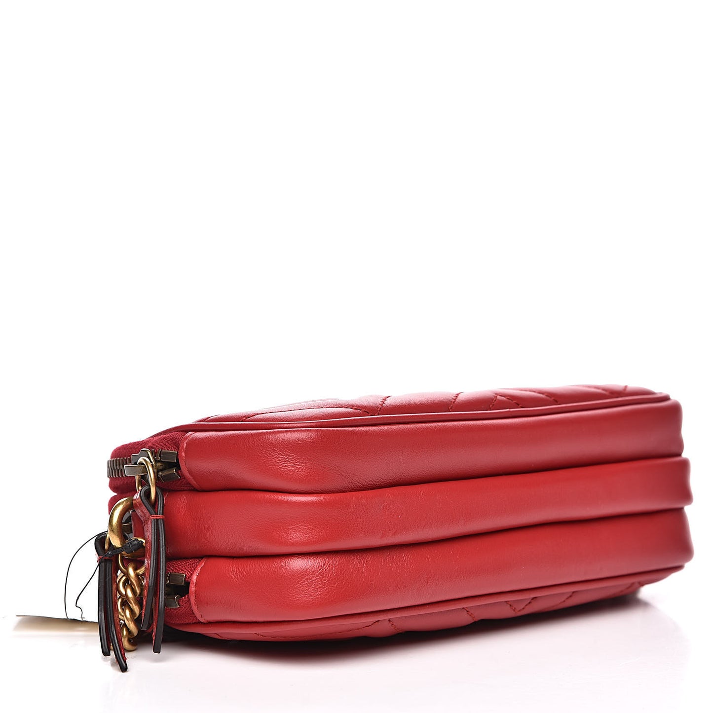 Calfskin Matelasse Mini GG Marmont Chain Crossbody Bag Hibiscus Red