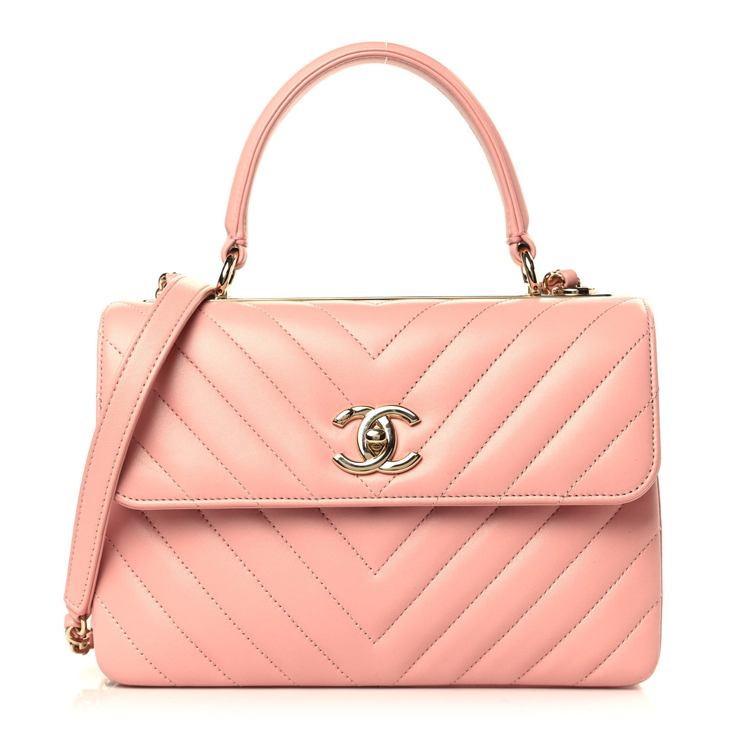 Chanel Lambskin Chevron Quilted Small Trendy CC Dual Handle Flap Bag Light Pink 1 of 9