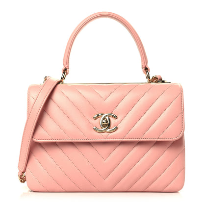 Chanel Lambskin Chevron Quilted Small Trendy CC Dual Handle Flap Bag Light Pink 1 of 9