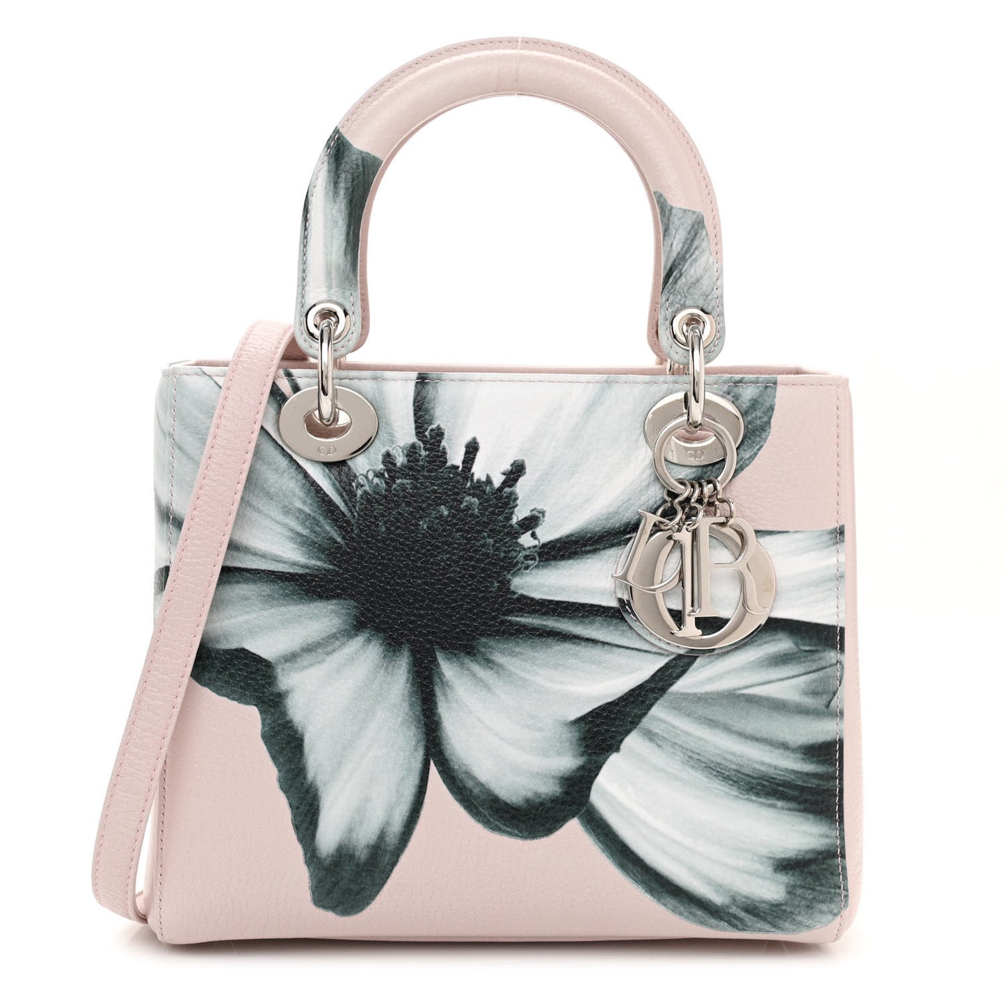 Deerskin Floral Printed Medium Lady Dior Pink