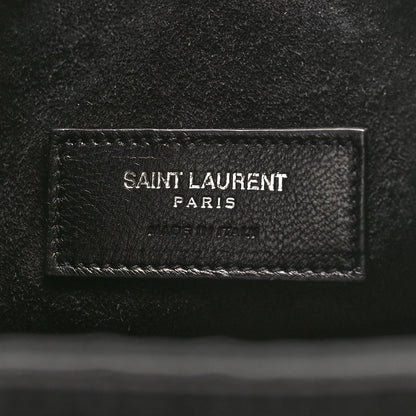 Saint Laurent Woven Wool Embroidered Baby Emmanuelle Bucket Bag Black 6 of 8