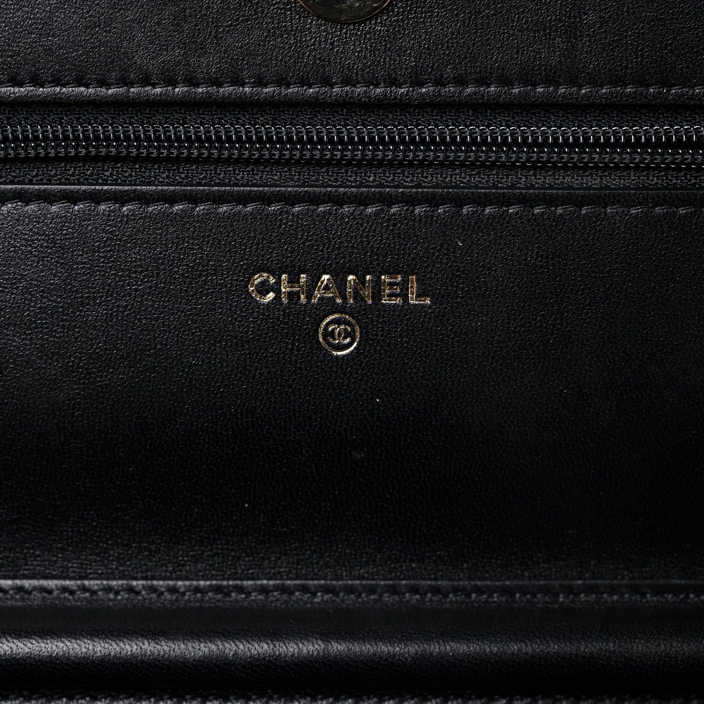 Lambskin Quilted Chain Around Wallet On Chain WOC Black