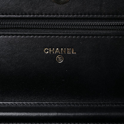 Chanel Lambskin Quilted Chain Around Wallet On Chain WOC Black 6 of 15