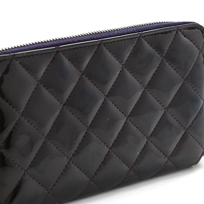 Chanel Patent Quilted Small Zip Around Wallet Dark Purple 12 of 13