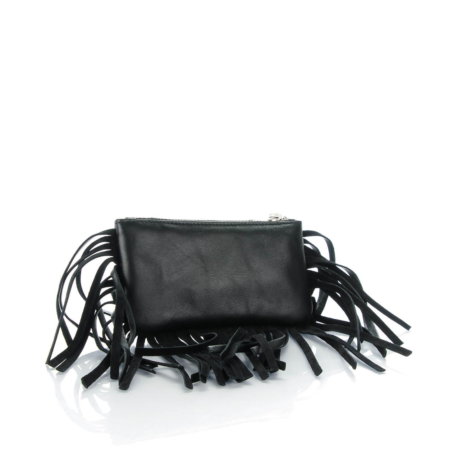 Calfskin Monogram Small Fringe Key Pouch Black