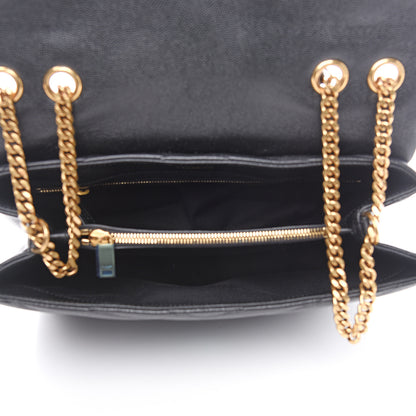 Saint Laurent Grain de Poudre Calfskin Y Quilted Monogram Medium Loulou Chain Satchel Black 4 of 9
