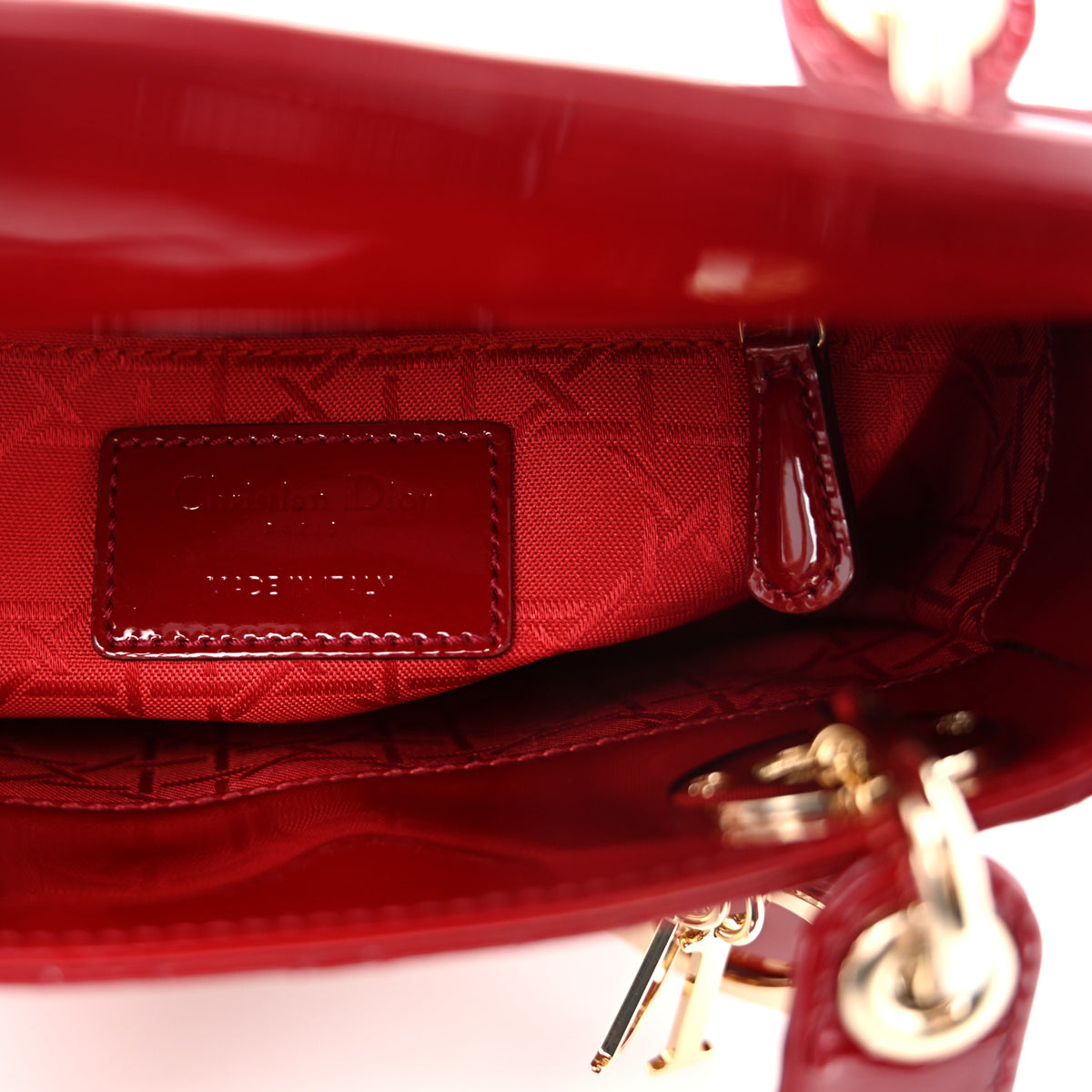 Christian Dior Patent Cannage Mini Lady Dior Red 6 of 10