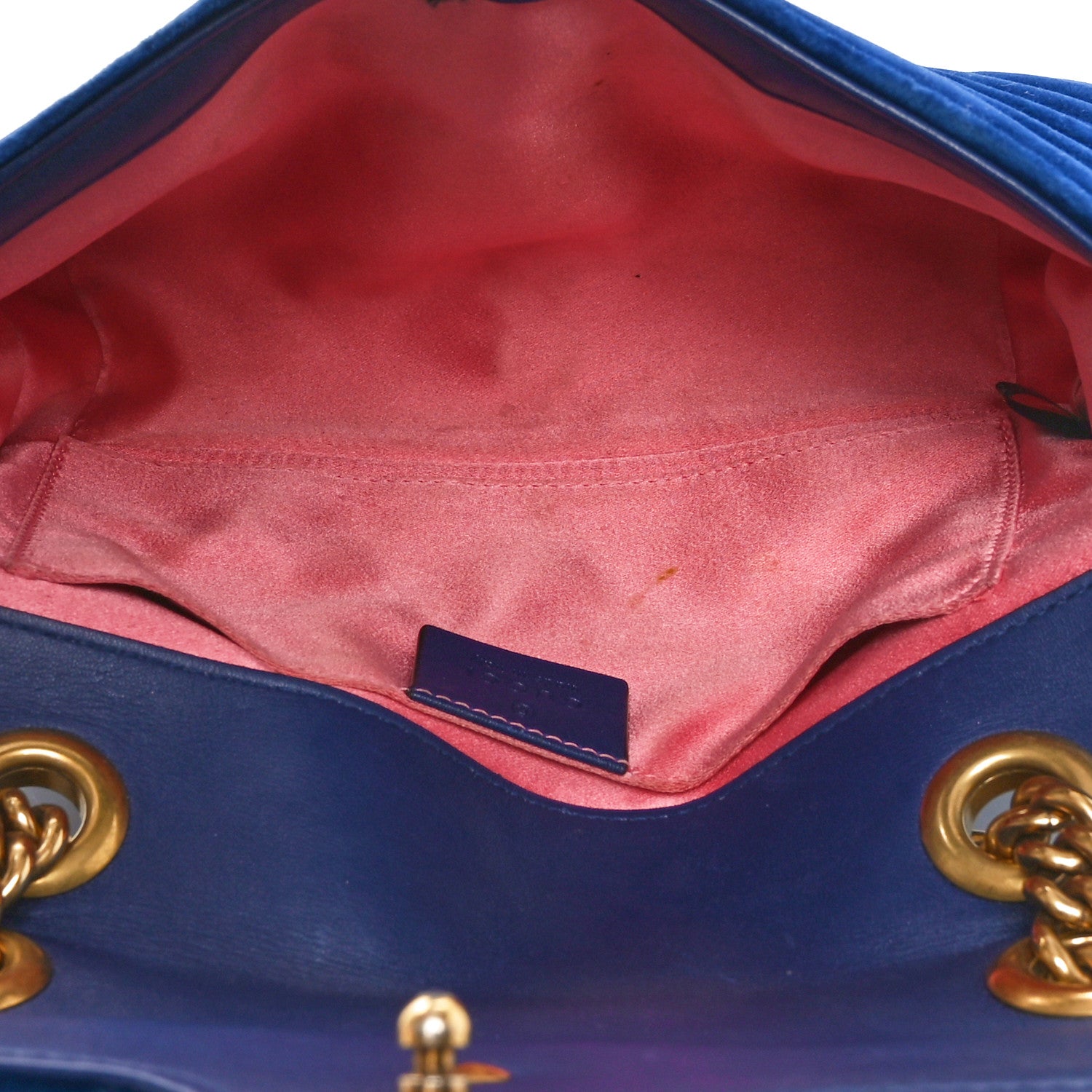 Gucci Velvet Matelasse Mini GG Marmont Shoulder Bag Cobalt Blue 5 of 10