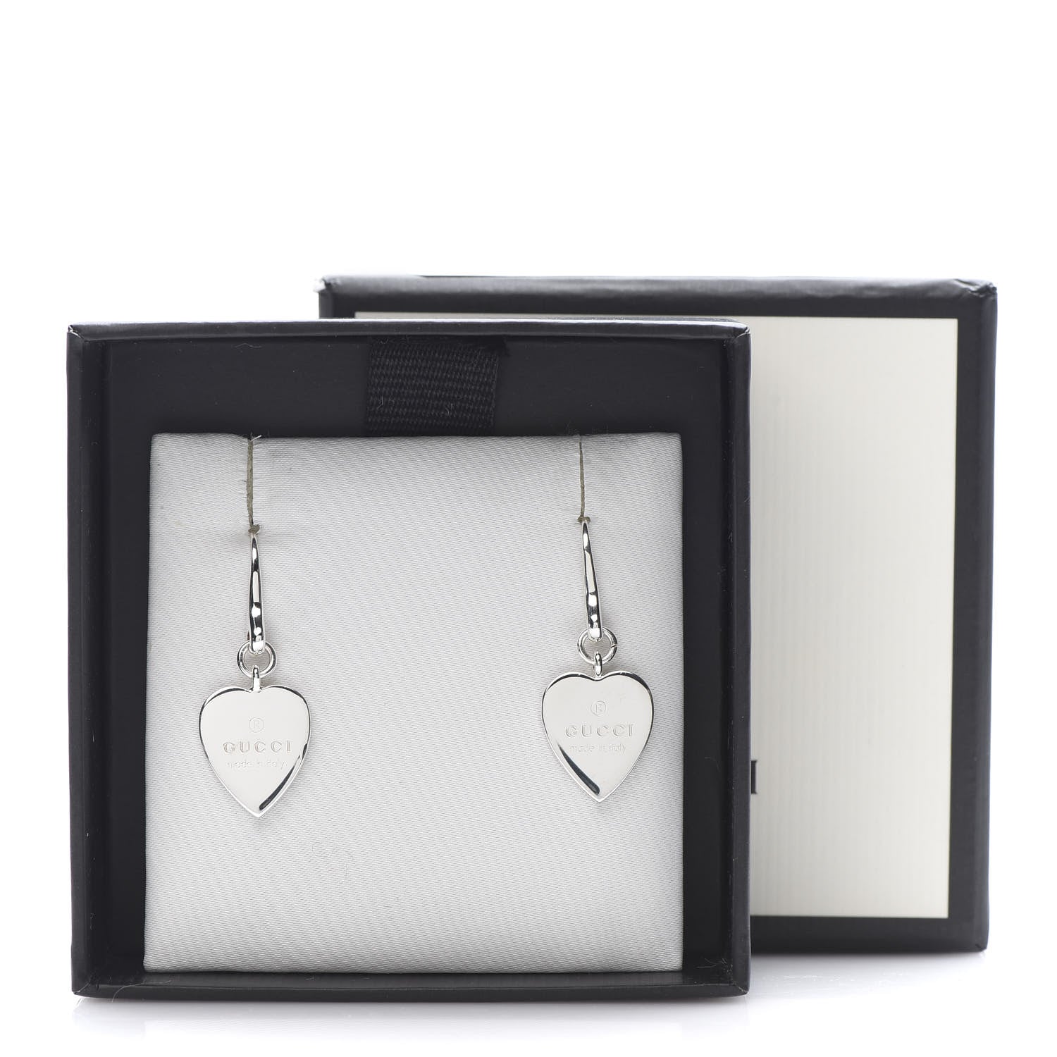 Gucci Sterling Silver Trademark Heart Drop Earrings 5 of 5