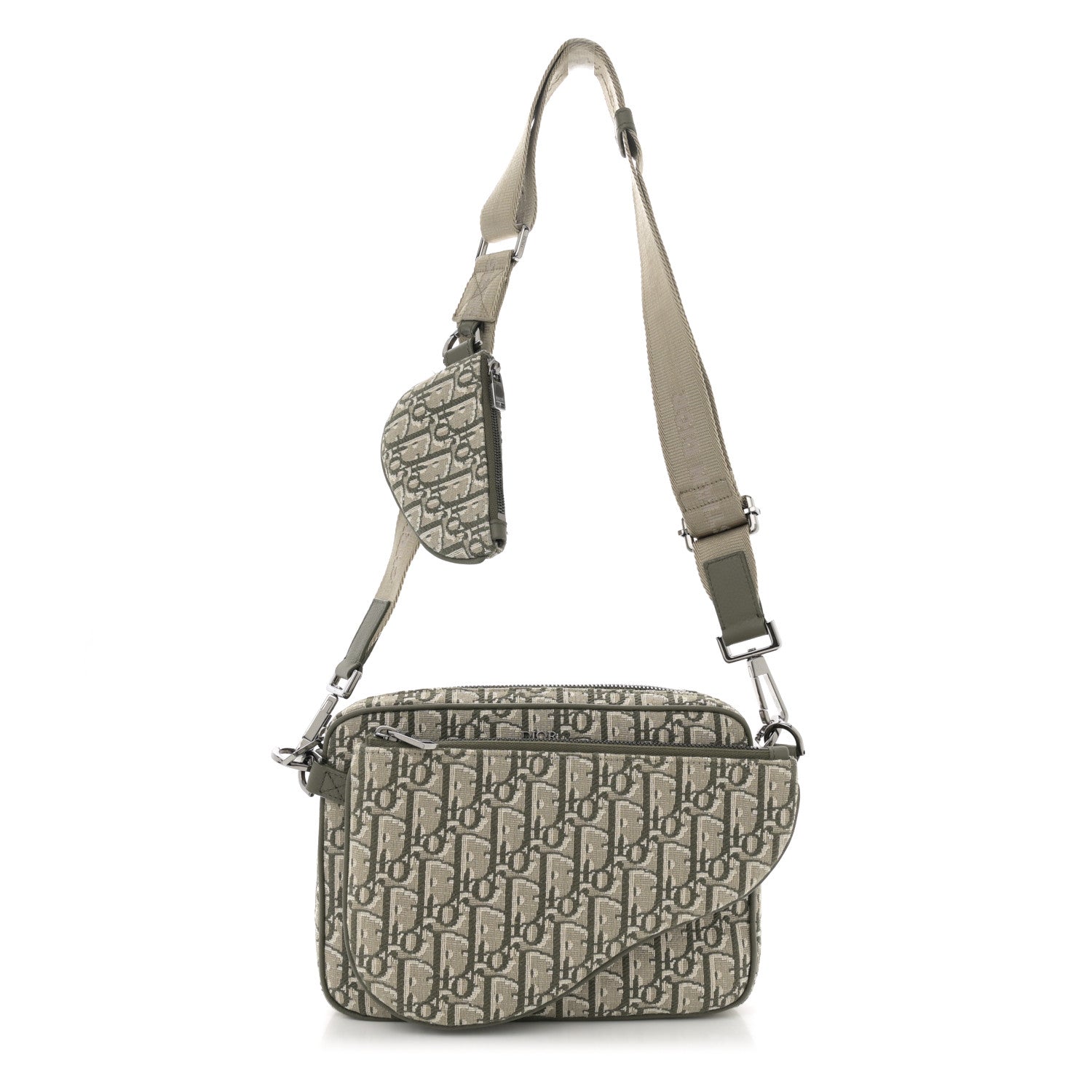 Christian Dior Oblique Saddle Triple Pouch Green 1 of 10