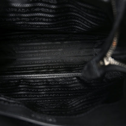 Prada Vitello Daino Soft Medium Zippered Top Handle Bag Black 5 of 9