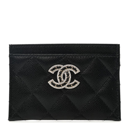 Chanel Caviar Quilted Crystal Card Holder Black 1 of 9