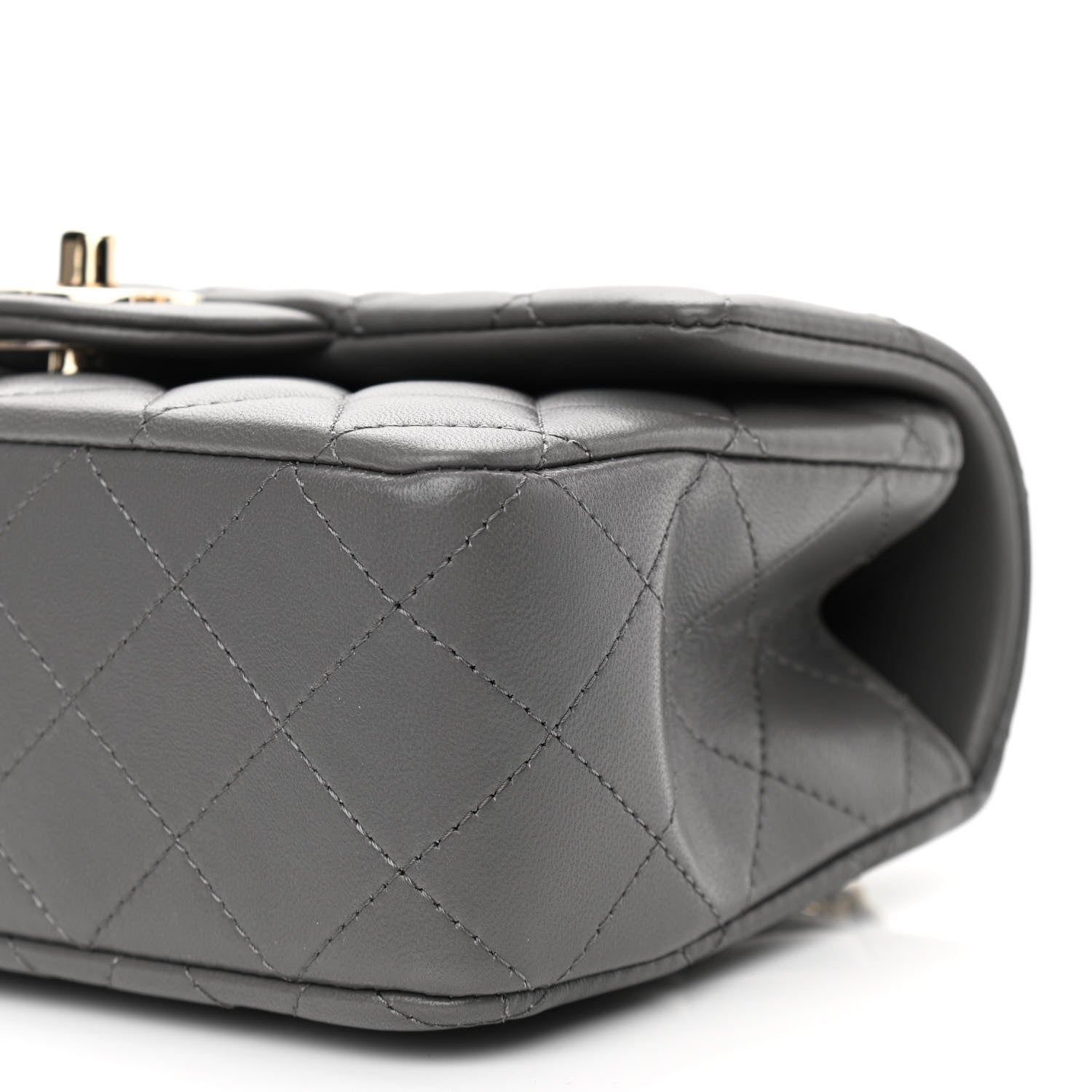 Chanel Lambskin Quilted Mini Top Handle Rectangular Flap Dark Grey 10 of 10