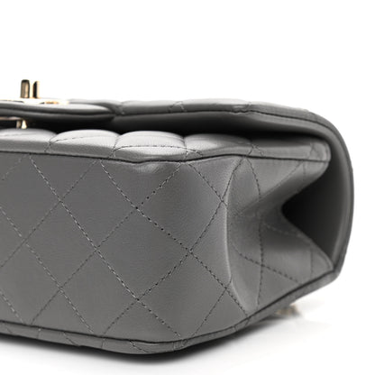 Chanel Lambskin Quilted Mini Top Handle Rectangular Flap Dark Grey 10 of 10