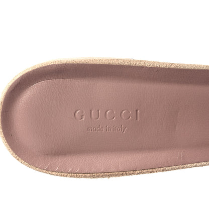 Gucci Suede Crystal Maxine Horsebit Slide Sandals 40 Beige 7 of 8