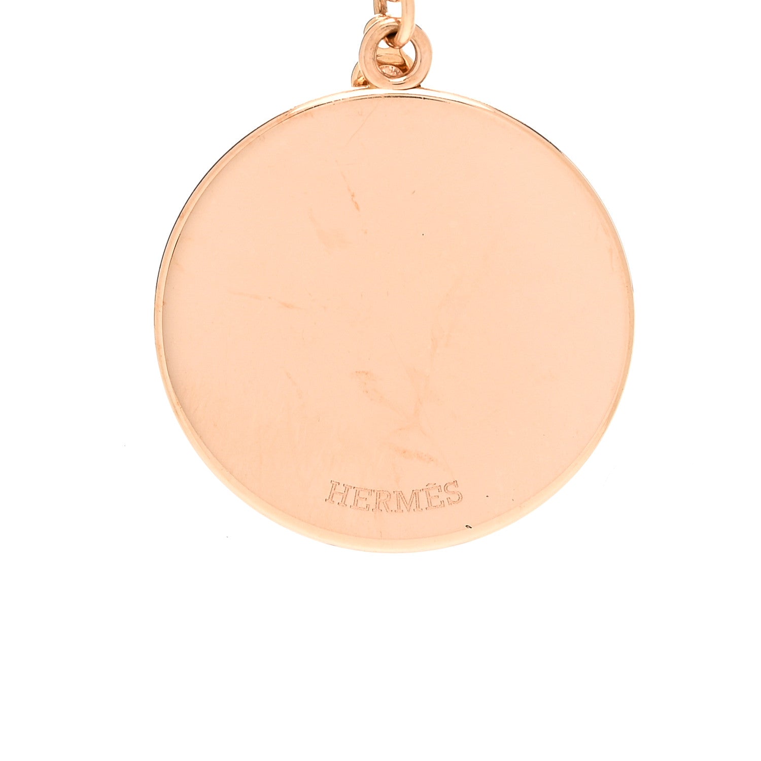 Hermes 18K Rose Gold Diamond MM Ex-Libris Pendant Necklace 5 of 7