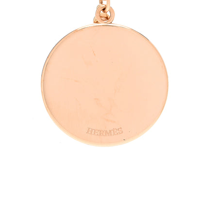Hermes 18K Rose Gold Diamond MM Ex-Libris Pendant Necklace 5 of 7