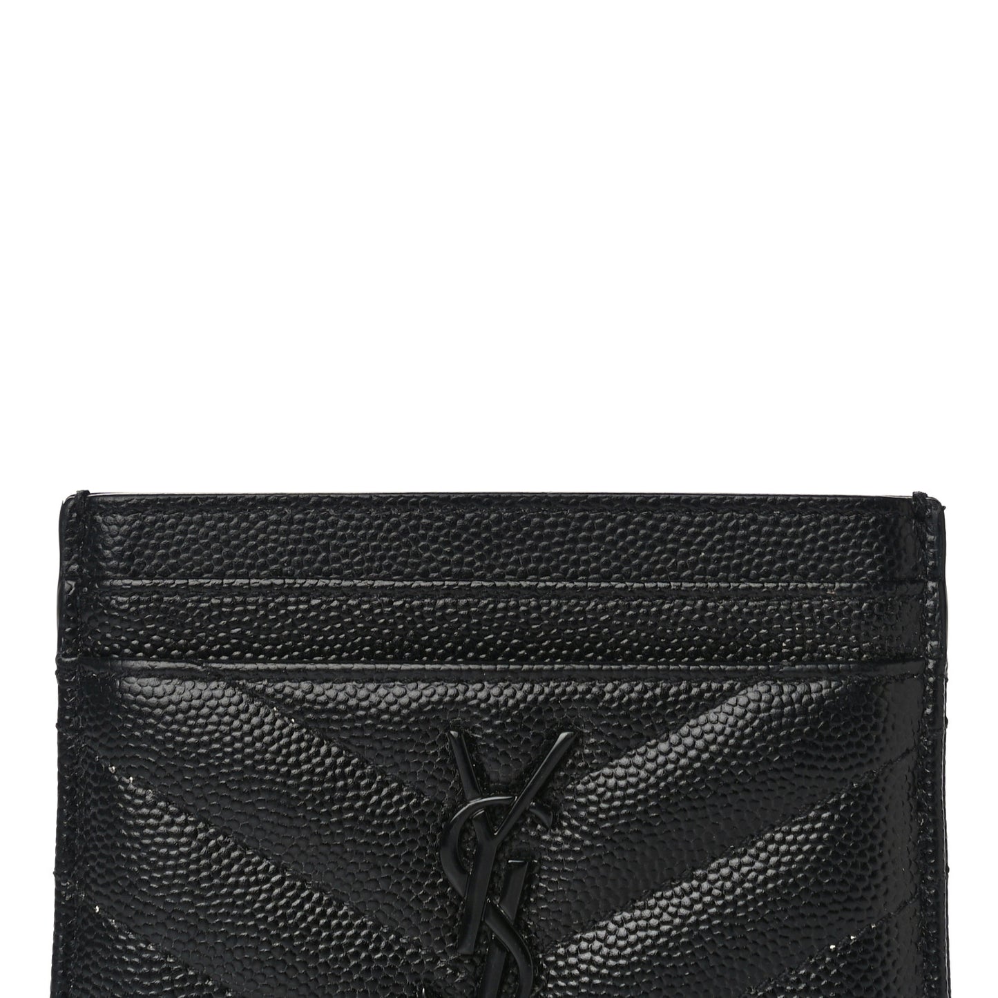 Grain De Poudre Matelasse Chevron Monogram Credit Card Case Black