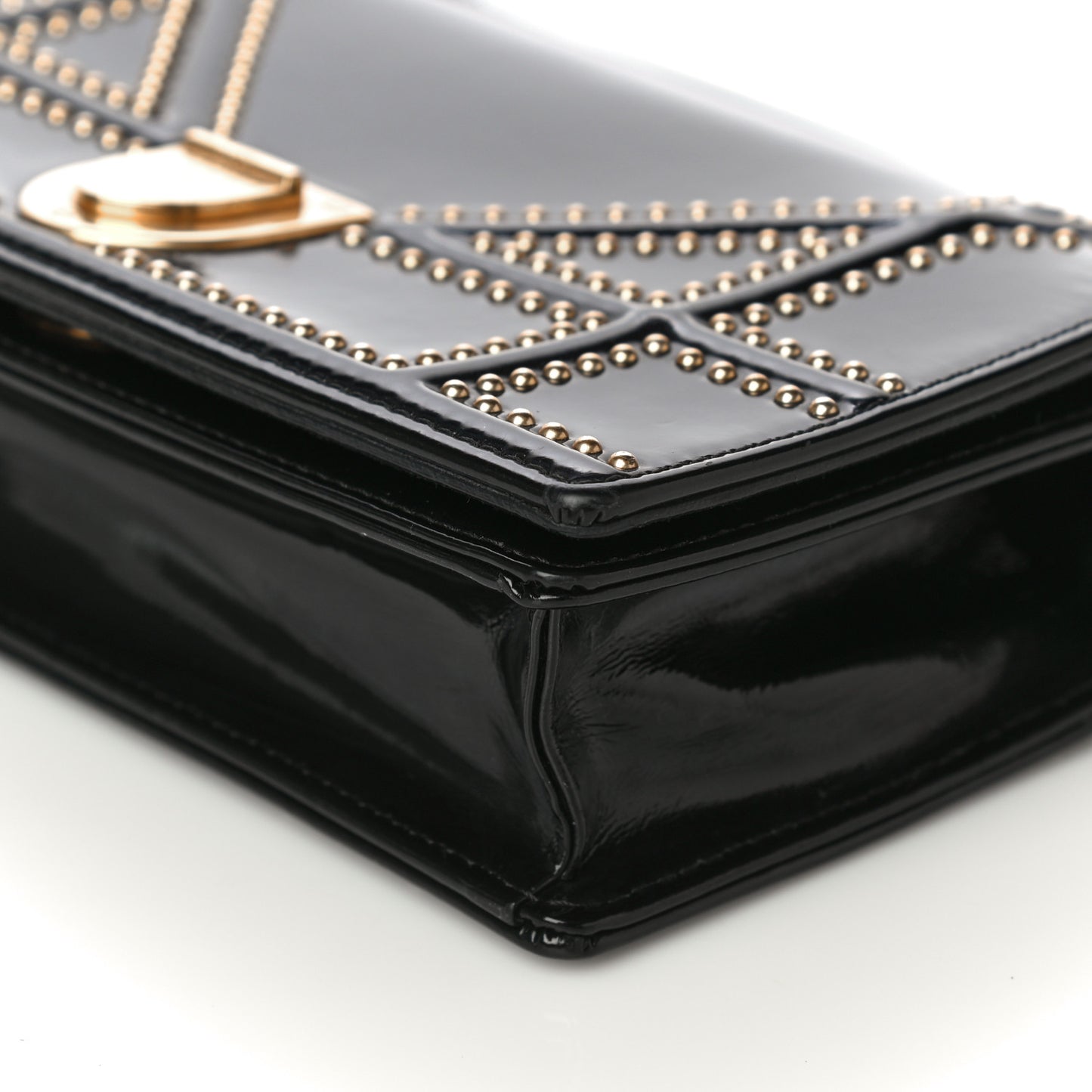 Patent Studded Diorama Flap Bag Black