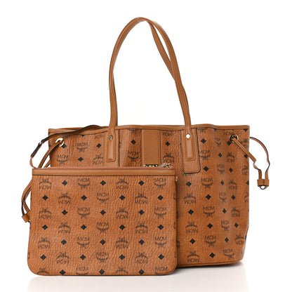 MCM Visetos Medium Liz Reversible Shopper Tote Cognac 3 of 14