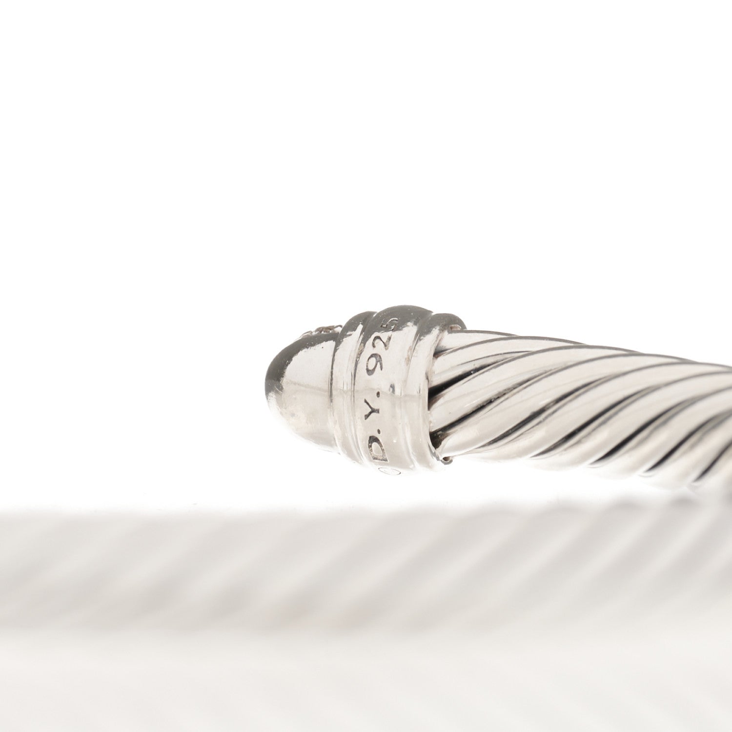 David Yurman Sterling Silver Pave Diamond 5mm Cable Classics Bracelet 3 of 3