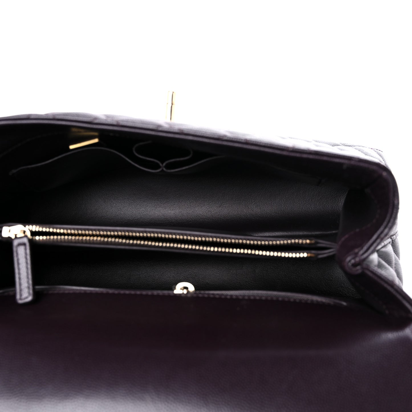Caviar Quilted Small Coco Handle Flap Dark Brown