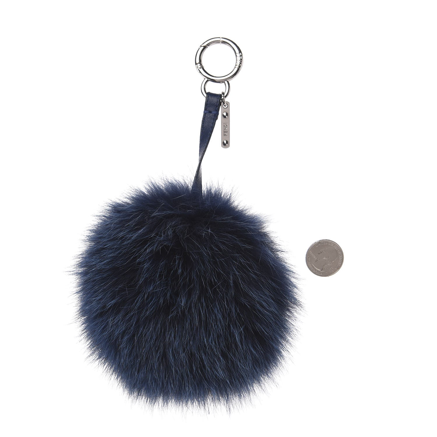 Fendi Fox Fur Shiny Nappa Bi-Color K ABCharm Bag Charm Blue Curry 2 of 2