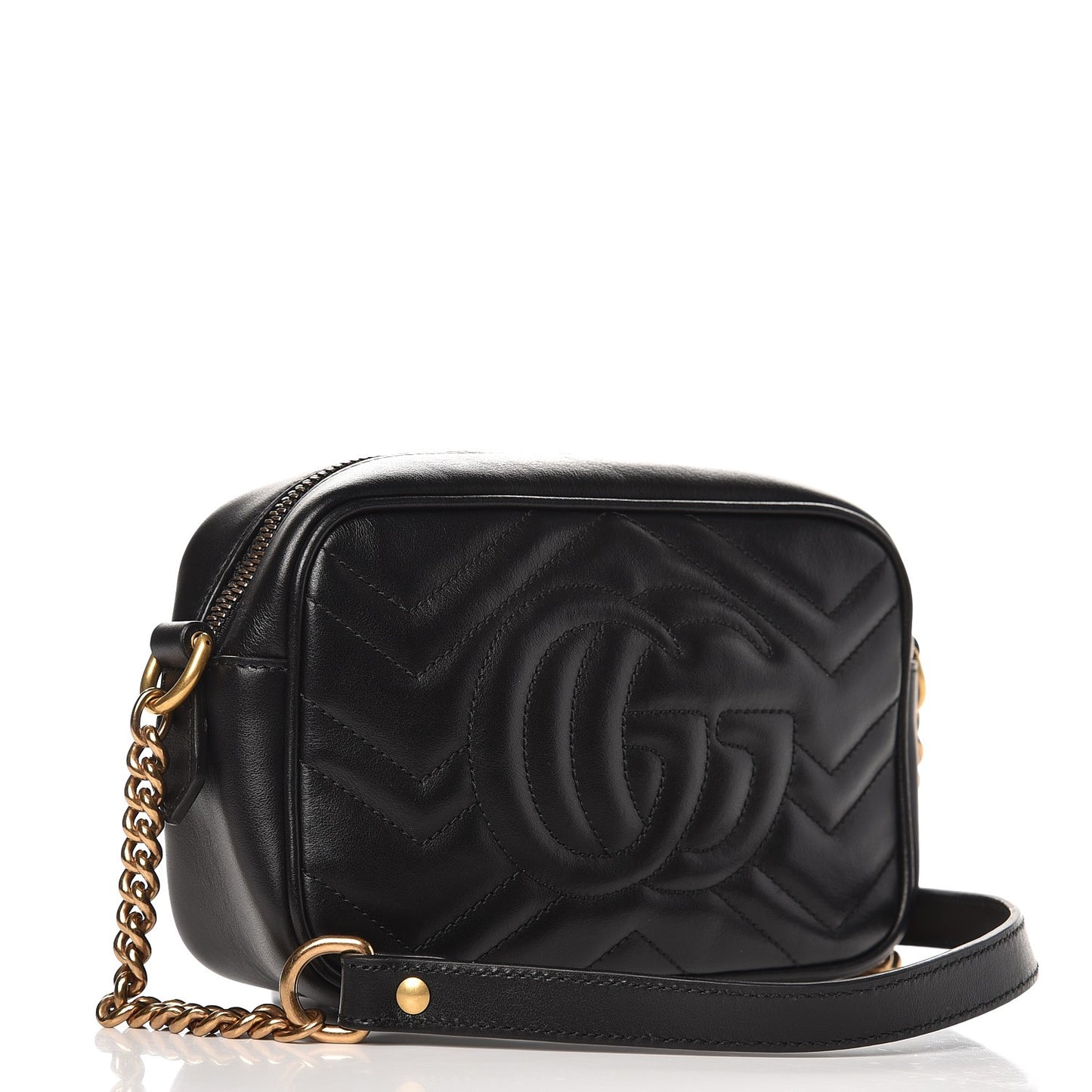 Calfskin Matelasse Mini GG Marmont Chain Shoulder Bag Black