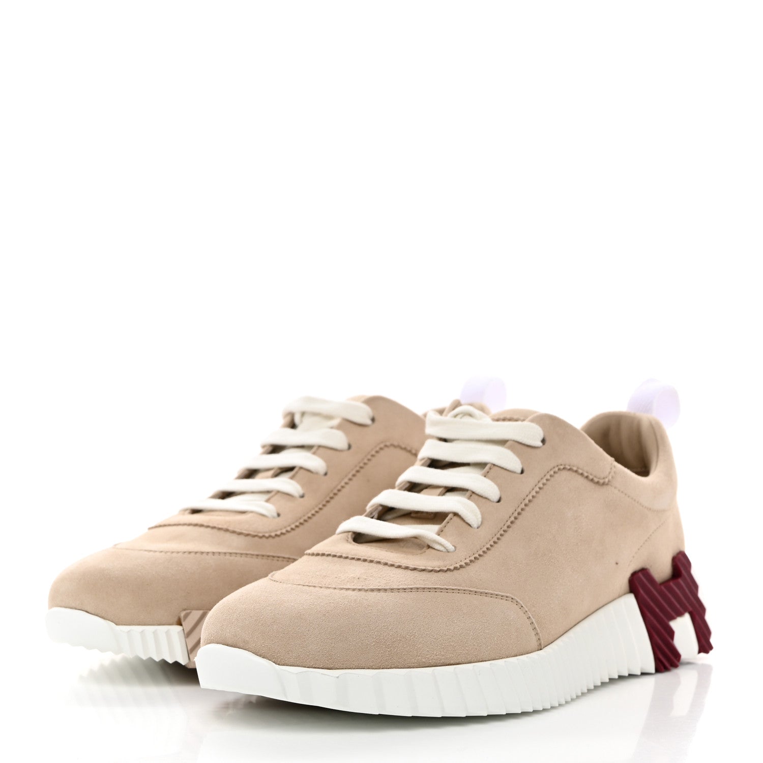 Hermes Goatskin Suede Goatskin Bouncing Sneakers 40 White Gomme 3 of 9