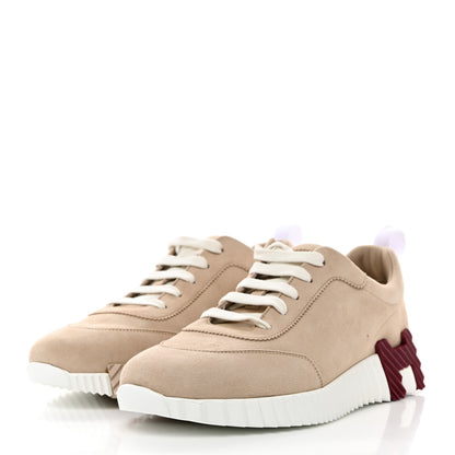 Hermes Goatskin Suede Goatskin Bouncing Sneakers 40 White Gomme 3 of 9