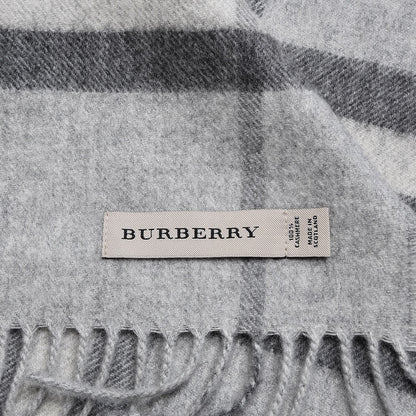 Burberry Cashmere Giant Check Fringe Scarf Pale Grey 4 of 4