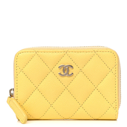 Chanel Caviar Quilted Zip Card Holder Yellow 1 of 4