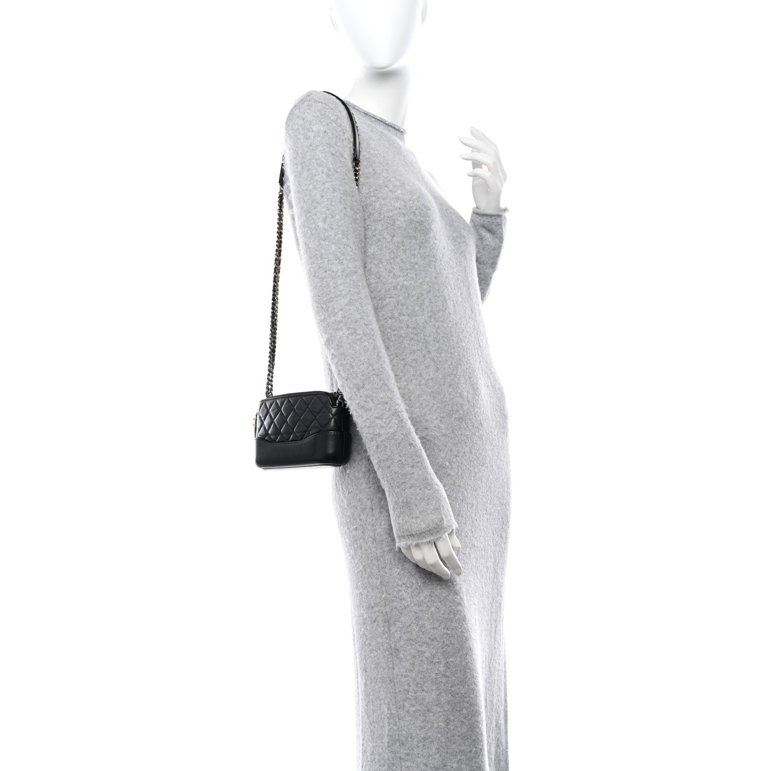 Chanel Aged Calfskin Quilted Small Gabrielle Clutch With Chain Black 2 of 12